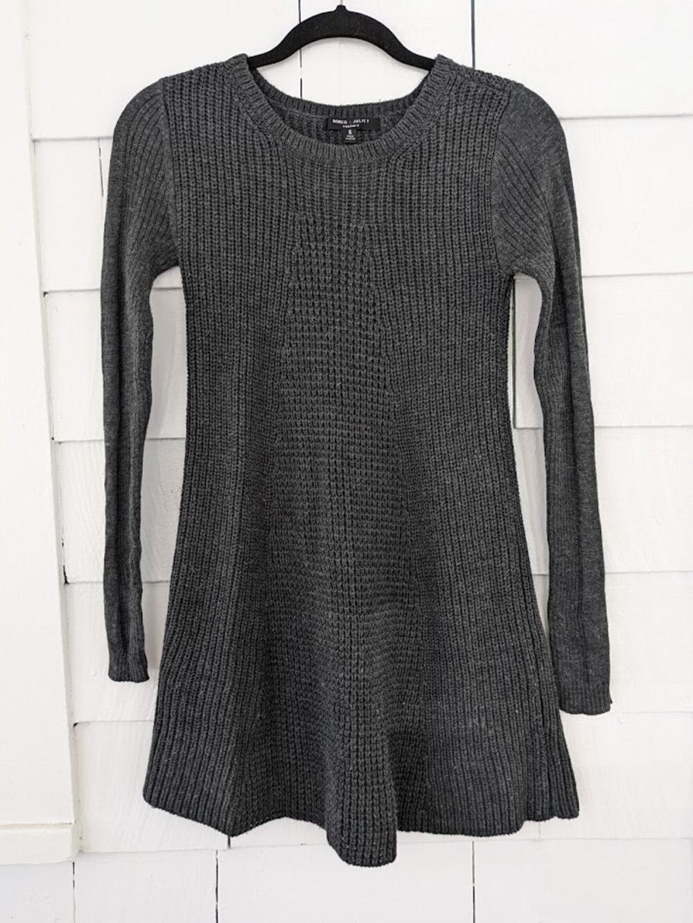 Romeo & Juliet Couture S Gray Waffle Knit Sweater Dress Minimalist Dark Academia